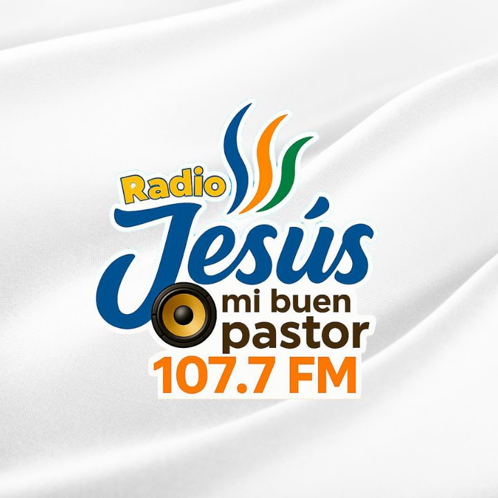 Logo de Radio Jesús Mi Buen Pastor 107.7 FM, emisora cristiana en Paita Piura Perú